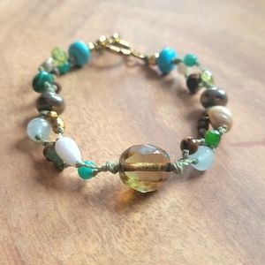 Handknotted Gemstone Bracelet, Handmade Jewelry, Bracelet for Women